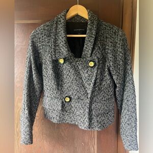 Black and grey tweed blazer. Gold buttons. Banana Republic. Size x-small.